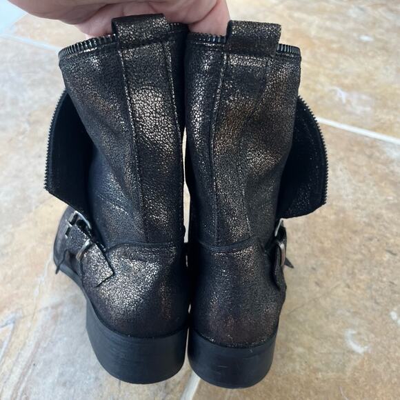 Primadonna women’s black gold glitter zip leather moto ankle boots size 38 US 7 - Picture 2 of 6